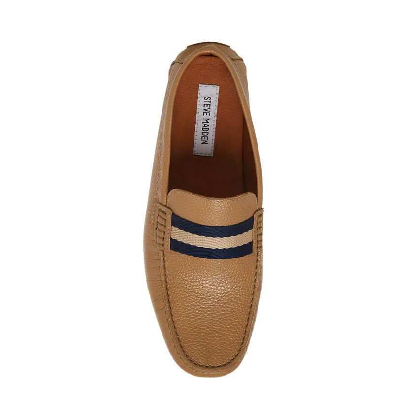 Light Brown Steve Madden Baz Leather Men's Loafers | PH 5794KIO